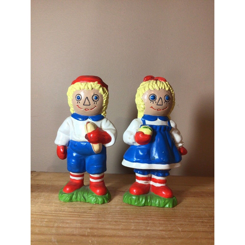 Raggedy Ann and Andy Ceramic Shelf Sitters or Book Ends Duncan Molds